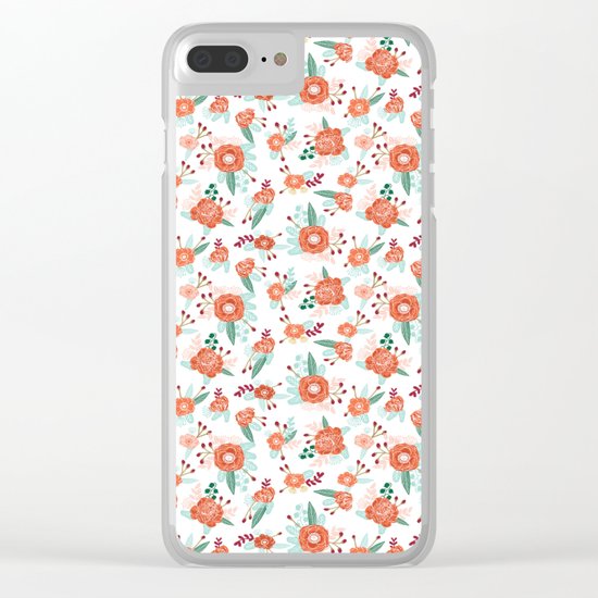 Autumn Fall florals cute winter christmas theme pattern print Clear iPhone Case