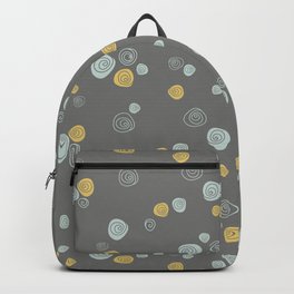 Green and yellow roses pattern on grey background Backpack