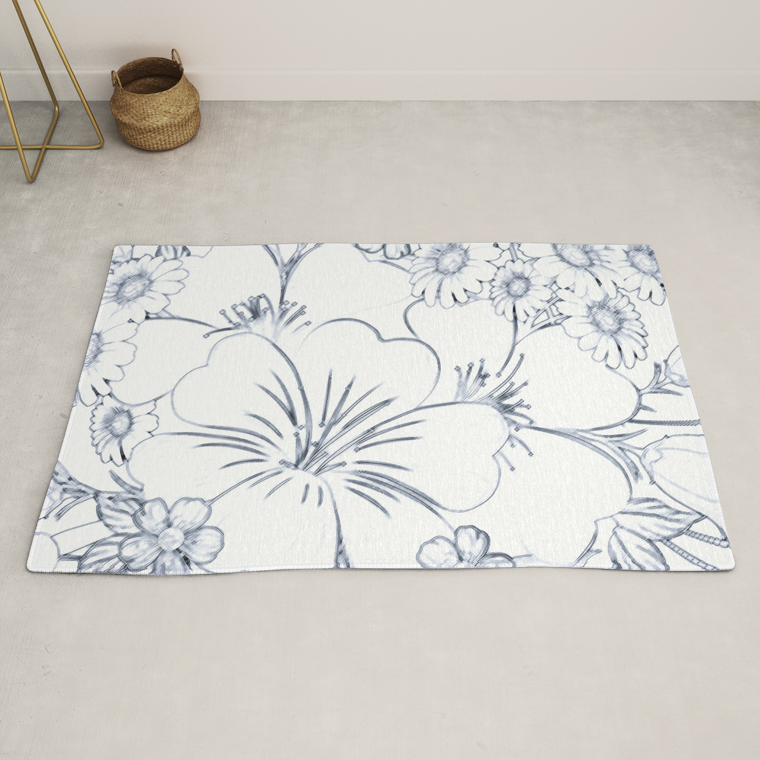 Simple Floral Sketch Rug By Hommie Society6