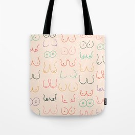 Pastel Boobs Drawing Tote Bag | Simple, Modern, Nude, Boho, Mid Century, Sexy, Woman, Funny, Contemporary, Summer 