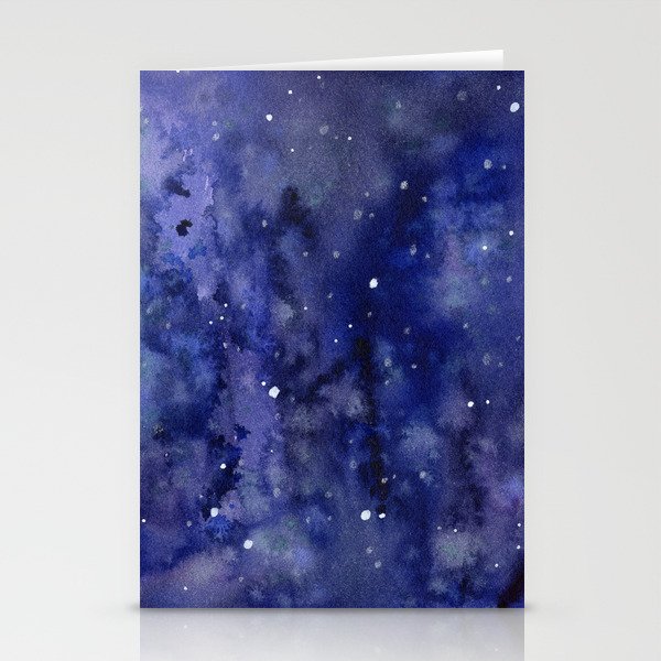 Night Sky Galaxy Nebula Stars Watercolor Space Texture Stationery Cards