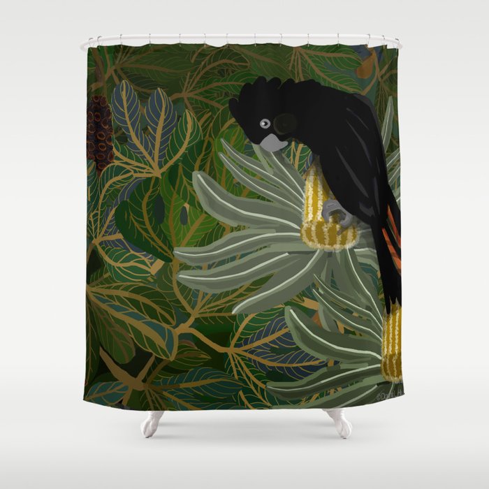 Red Tailed Black Cockatoo 2023 Shower Curtain