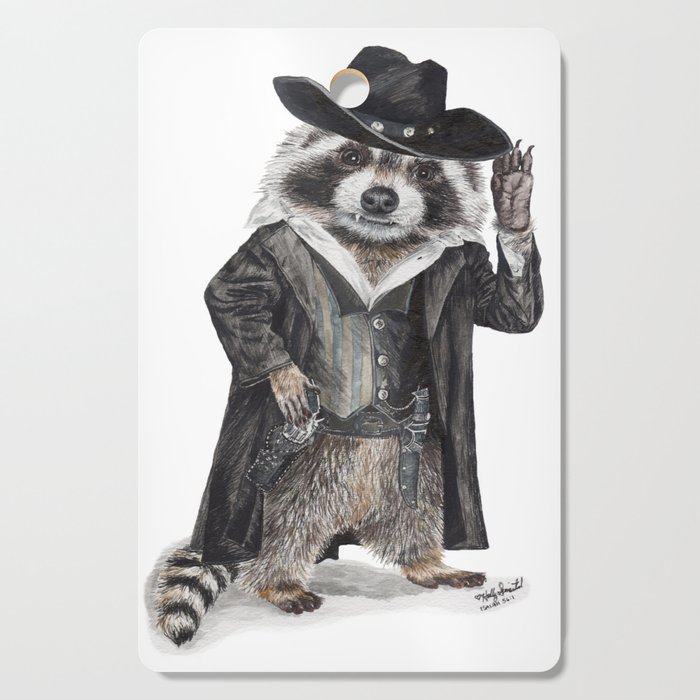 " Raccoon Bandit " funny western raccoon Cutting Board