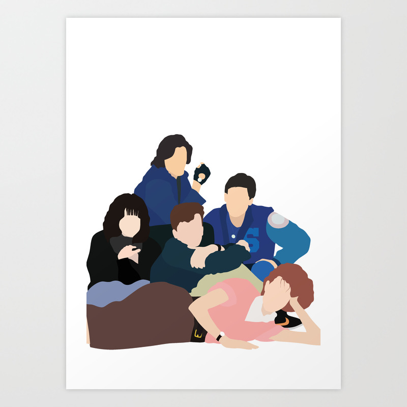 The Breakfast Club Illustration Characters Framed Photographic Print 16x12inches 