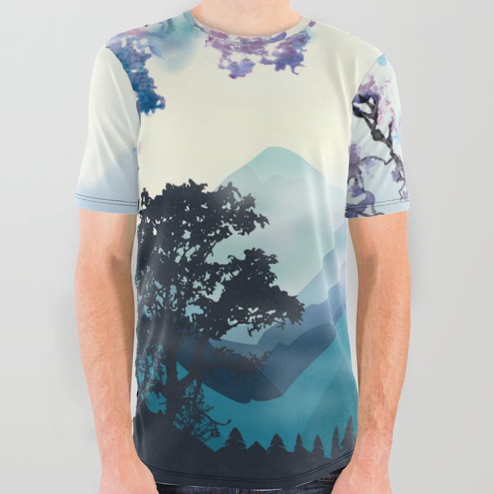 Mountain Scene All Over Graphic Tee