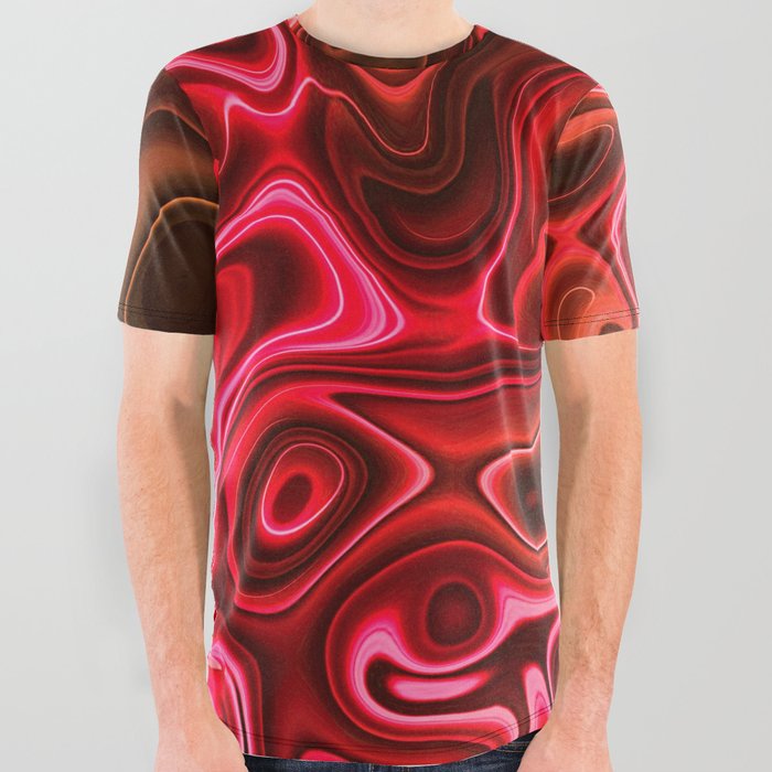 Red Wooden Pattern All Over Graphic Tee