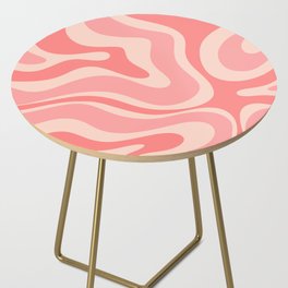 Blush Pink Modern Retro Liquid Swirl Abstract Pattern Square Side Table