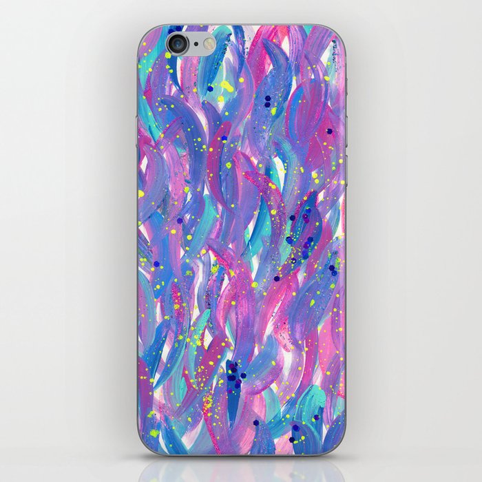 Colorful Mermaid Brushstrokes with Neon and Glitter iPhone Skin