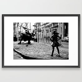 Fearless Girl and the Charging Bull Framed Art Print