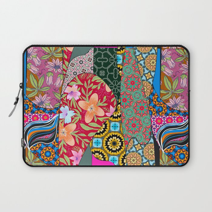 Patchwork,mosaic,quilt,flowers,azulejo,Portuguese style art Laptop Sleeve