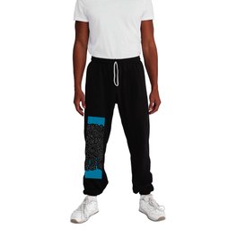 Black and White  Graffiti Cool Monsters on Blue background Sweatpants