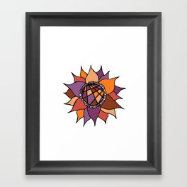 Purple & Orange Abstract Flower Framed Art Print