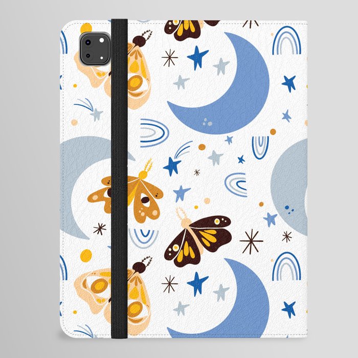 Moths and Moons - Blue & Yellow iPad Folio Case