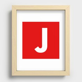 Letter J (White & Red) Recessed Framed Print