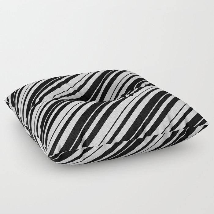 Black & Light Grey Colored Pattern of Stripes Floor Pillow