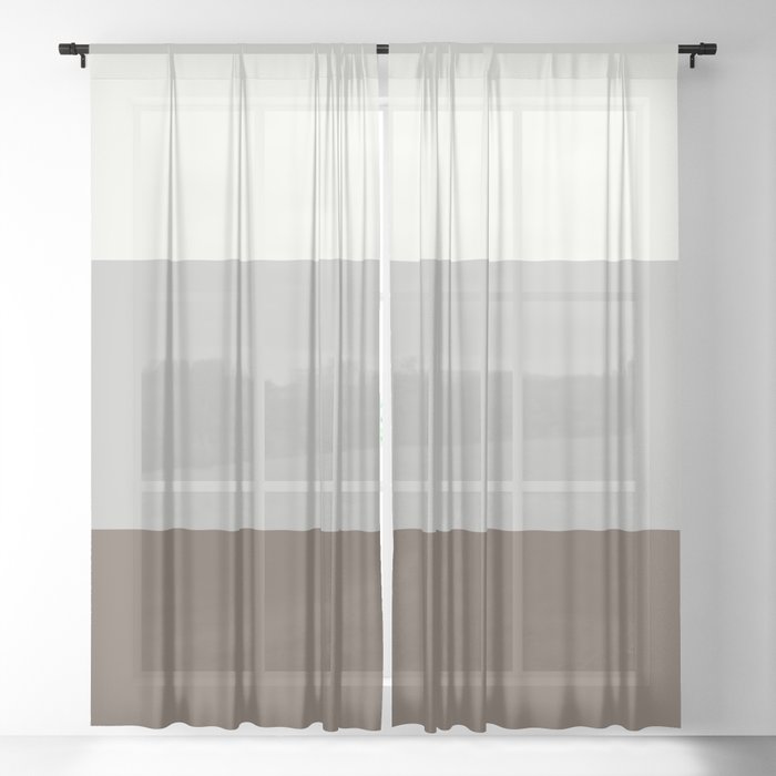 Bm 2019 Color Of Year Metropolitan Af 690 Mustang And Snowfall White Bold Horizontal Stripes Blocks Sheer Curtain By Pipafineart