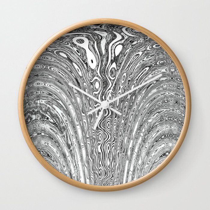 Surreal Fountain In Black And White Wall Clock