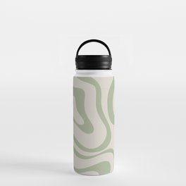 Liquid Swirl Abstract Pattern in Almond and Sage Green Water Bottle