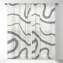 Minimalist Abstract Line Art 06-01 Sheer Curtain