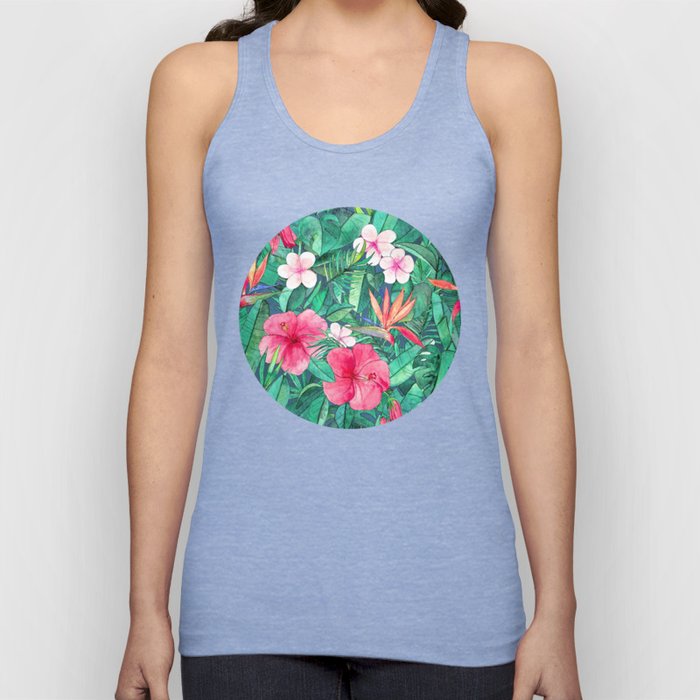 Classic Tropical Garden with Pink Flowers Tank Top