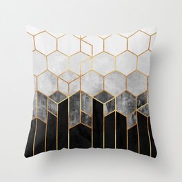 Charcoal Hexagons Throw Pillow