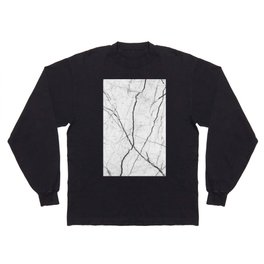Abstract Monochrome Black White Geometric Marble Pattern Long Sleeve T-shirt