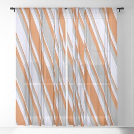 [ Thumbnail: Lavender, Chocolate, and Dark Gray Colored Pattern of Stripes Sheer Curtain ]
