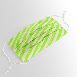 [ Thumbnail: Chartreuse and Bisque Colored Striped/Lined Pattern Face Mask ]
