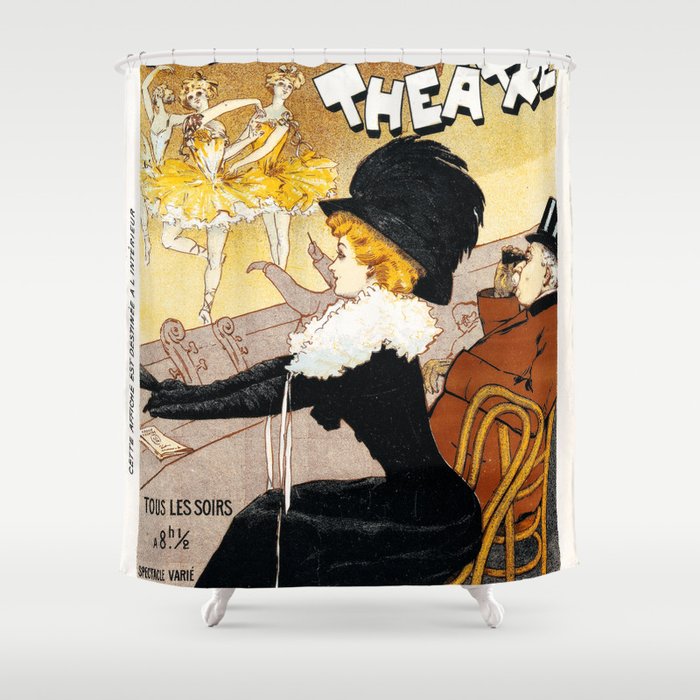 Poster vintage french theatre Apollo Paris Shower Curtain
