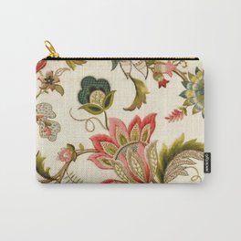 Jacobean Floral Crewel Embroidery Pattern Digital Art Vector Painting Carry-All Pouch | Painting, Graphicdesign, Abstract, Bohemian, Plant, Vintage, Pattern, Nature, Flower, Boho 