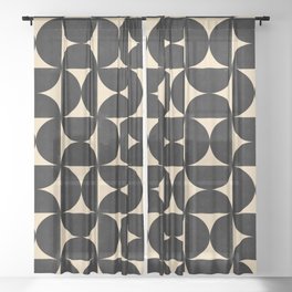 Abstraction_NEW_BLACK_BAUHAUS_GEOMETRIC_SHAPE_PATTERN_0123B Sheer Curtain