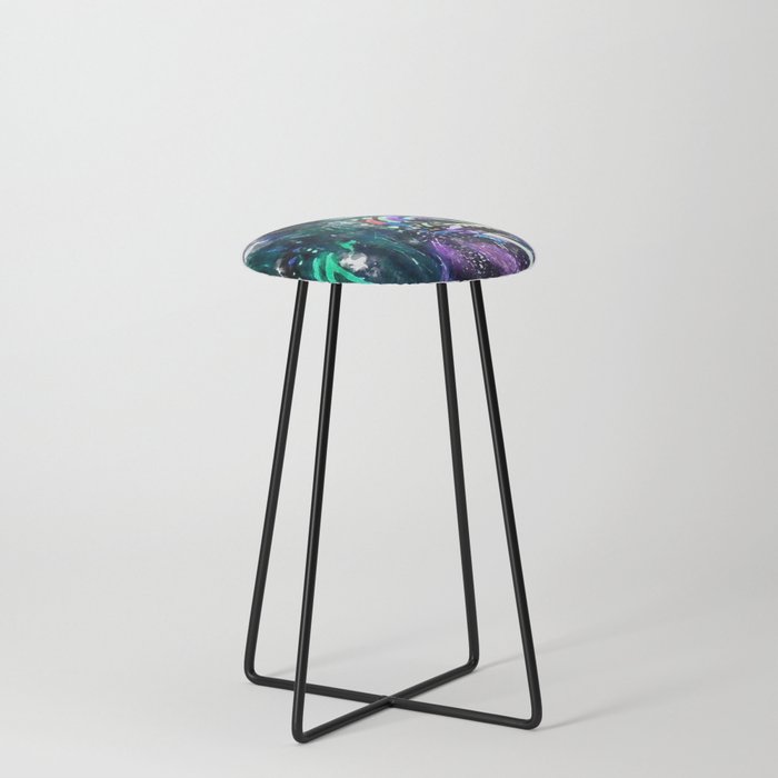  Abstract Woman in Neon Lights Counter Stool