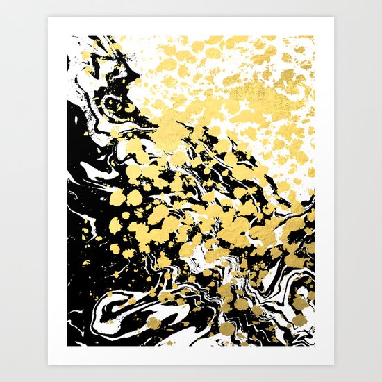 Sukie Abstract Gold Black And White Foil Glitter Shiny