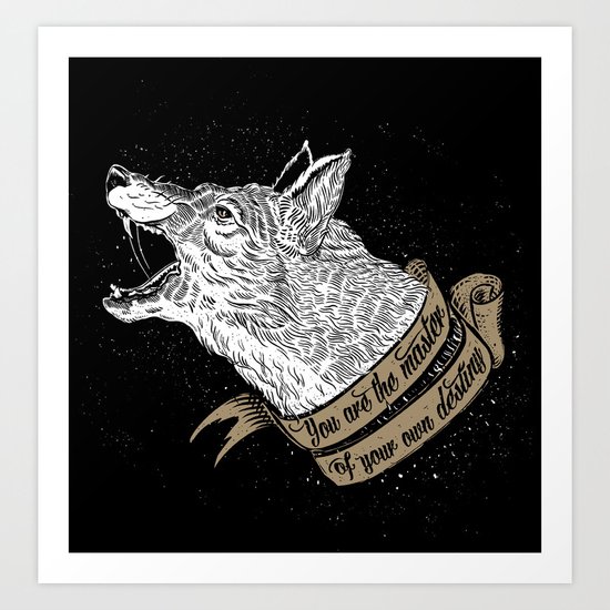 Wolf Protector (Black n Bronze collection) Art Print
