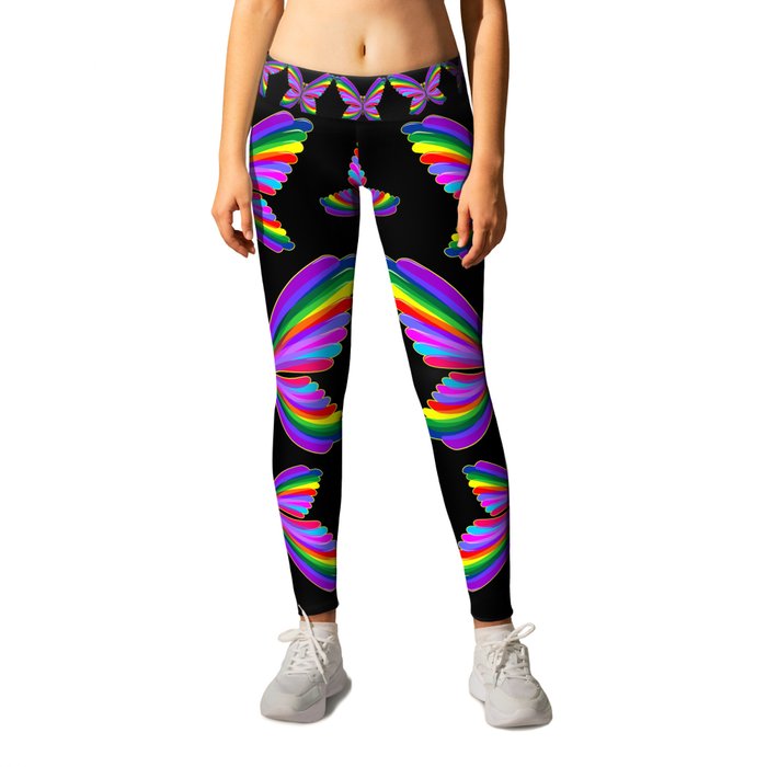 Psychedelic Color Drops Abstract Art Design Leggings by BluedarkArt