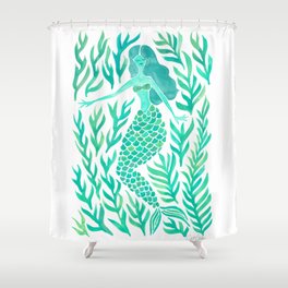 Kelp Forest Mermaid – Mint Palette Shower Curtain