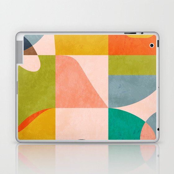 mid century abstract shapes spring I Laptop & iPad Skin