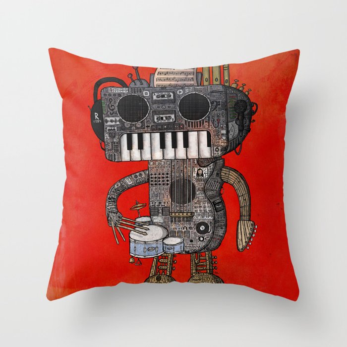 Musicbot Throw Pillow