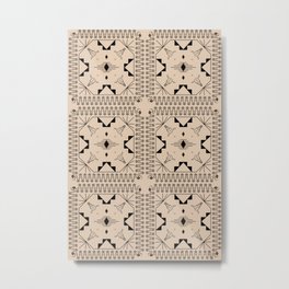 Lost Desert Tile - Black & Camel Metal Print | Pattern, Geometric, Aztec, Adobe, Blackandwhite, Bandana, Cowskull, Graphicdesign, Santafe, Skulls 