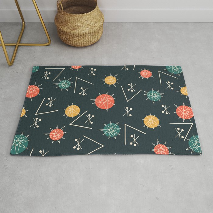Mid Century Modern Sputnik Starburst 5 Rug by Kay Cordingly