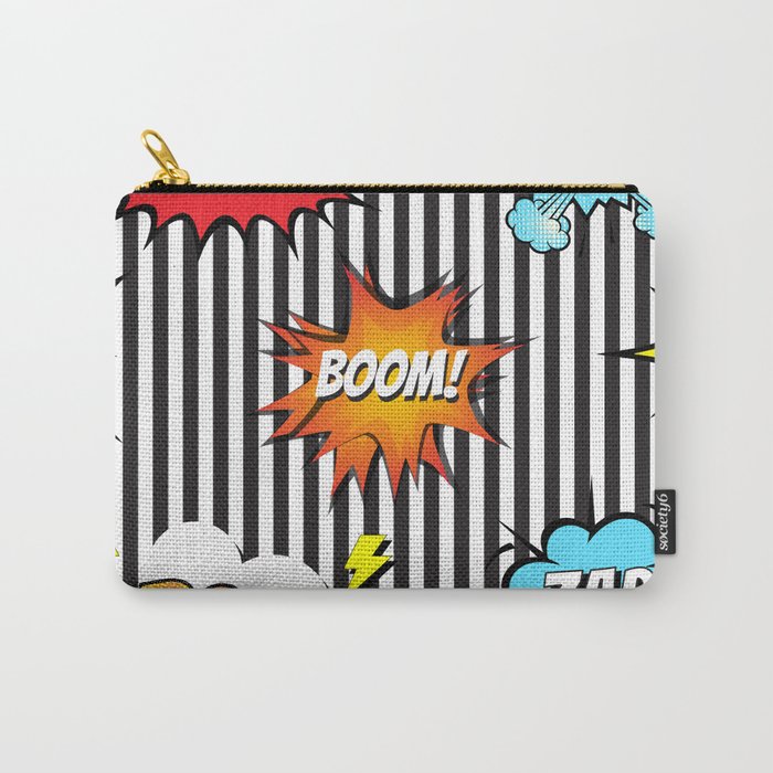 65 MCMLXV Cosplay Boom! Pow! Comicbook Speech Bubbles Striped Pattern Carry-All Pouch