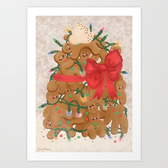 Merry Christmas from Gingerbread Men Art Print