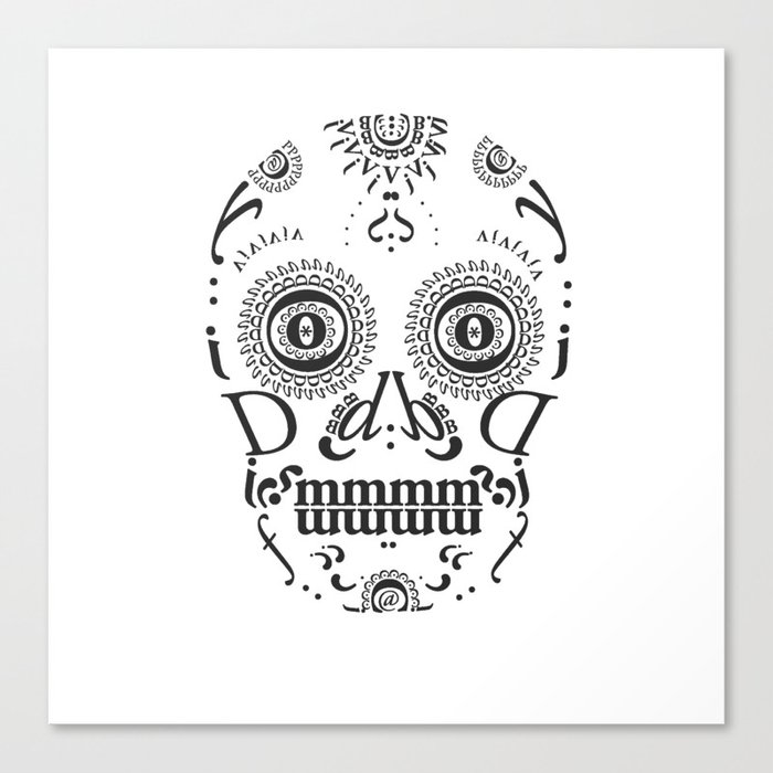 Typographic Sugar Skull Canvas Print