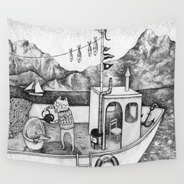 Fox on Fishing-boat Wall Tapestry