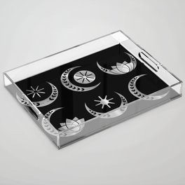 Silver Decorative Crescent moons Acrylic Tray