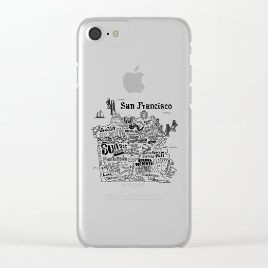 San Francisco Map Illustration Clear iPhone Case