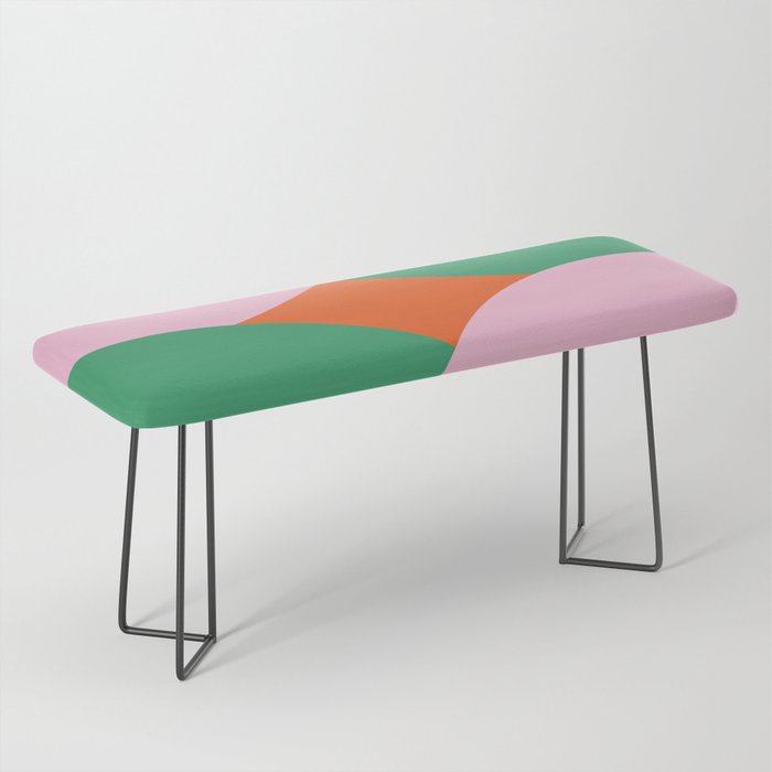 Mid-Century Modern Semi-Circles in Pink and Green Bench