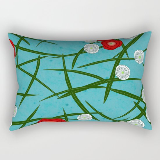 Japenese Water Flowers Pattern Rectangular Pillow