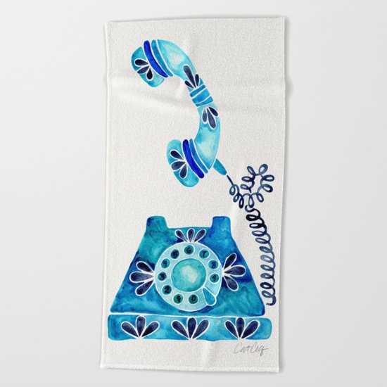 Vintage Rotary Phone – Blue Raspberry Beach Towel