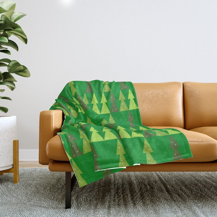 Christmas Pattern Green geometric Tree Throw Blanket